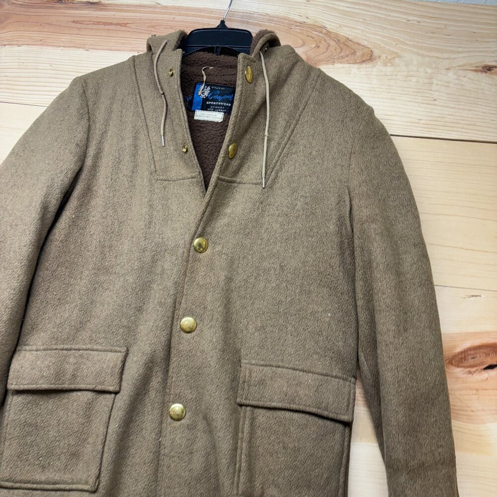 Vintage Cooper Sportswear Jacket Small Brown Wool Coat Newark New Jersey 70s